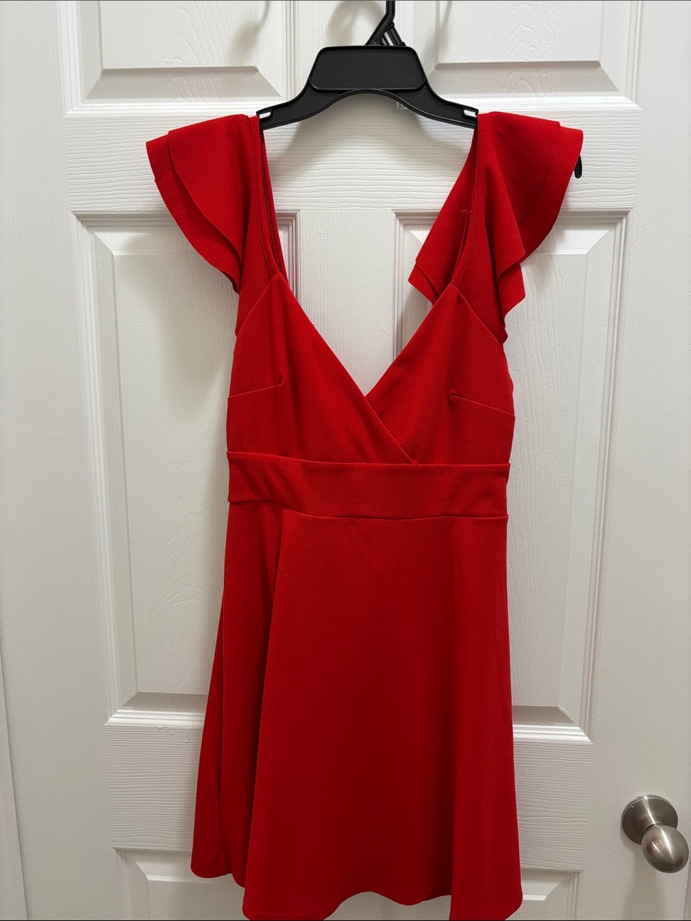 Altar'd State Red V-Neck Flutter Sleeve Mini Dress